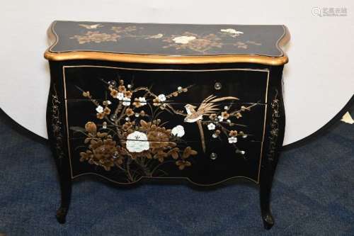Black and Gold Hand Painted Chest of Drawers