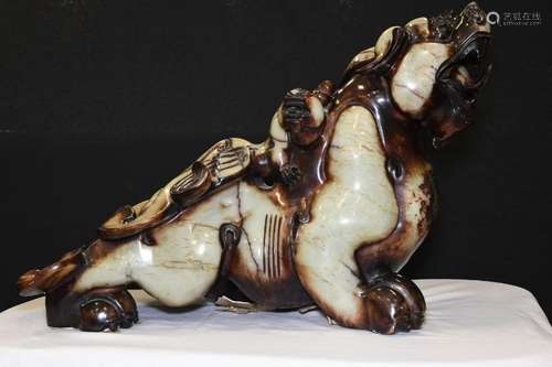 Extremely Heavy Jade Stone Dragon Dog Carving