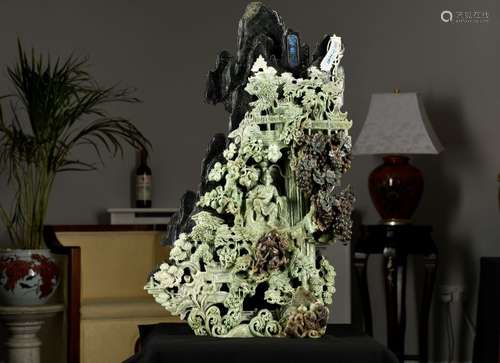 Large Very Intricate Jade Stone Hand Carving