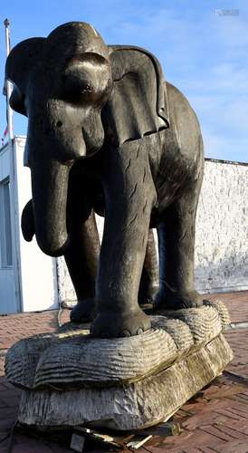 Amazing Life Size Hand Carved Wooden Elephant