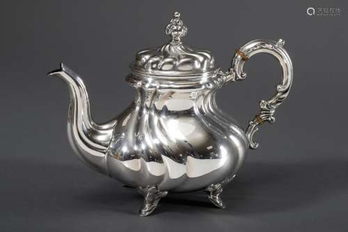 Teekanne im Dresdner Hofmuster, Bruckmann & Söhne, Silber 835, 655g, H. 21cm, l