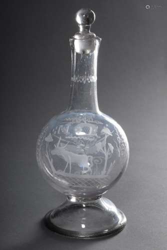 Antike Glas Phiole mit dekorativem Schliff 