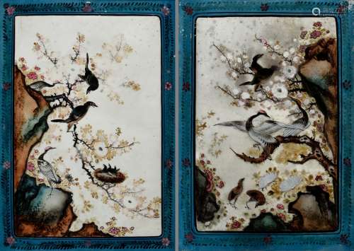 Paar chinesische Hinterglasmalereien 
