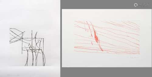 2 Abstrakte Grafiken Griffelkunst: Knöller, Paco (*1950) 