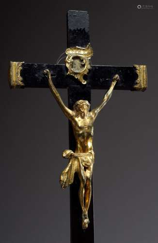 Rokoko Kruzifix mit feuervergoldetem Bronze 