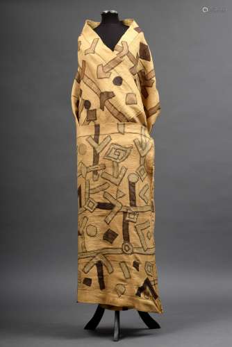 Frauentanzkleid/Wickelrock aus afrikanischem Raffia Gewebe mit geometrischen Mu