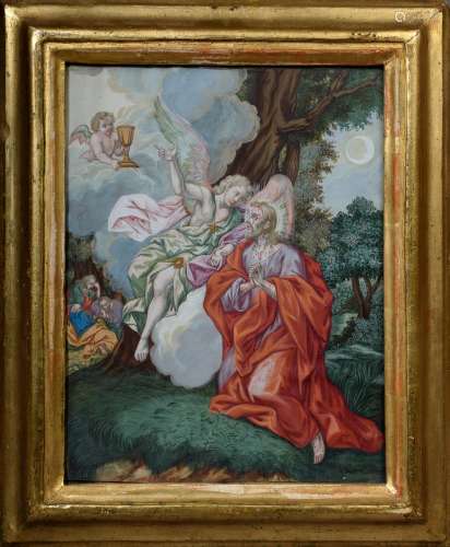 Andachtsbild „Christus im Garten Gethsemane“, Tempera/Papier, wohl Italien 18.
