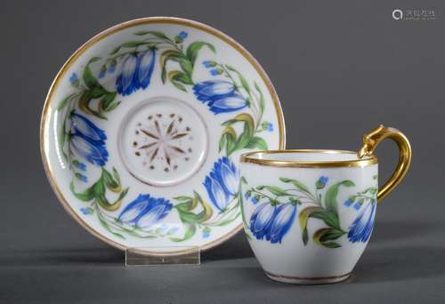 Biedermeier Tasse mit polychromer Bemalung 