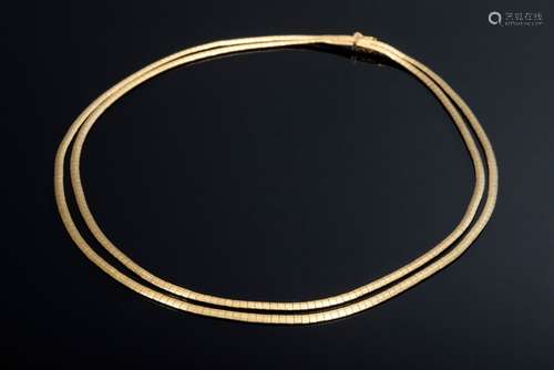 Zweireihiges Roségold 750 Collier mit satinierter Oberfläche, 40/50er Jahre, 29