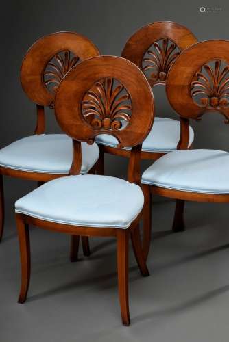 4 Stühle im Empire Stil mit Akanthusschnitzerei in der Lehne, 20.Jh., 45/96cm