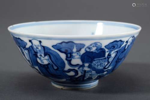 Kleine chinesische Porzellan Kumme mit Blaumalereidekor an der Wandung „Die ach