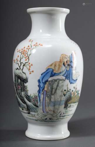 Chinesische Porzellan Balustervase mit polychromer Wushangpu Malerei 