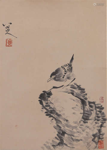 A CHINESE SCROLL PAINTING OF FLOWERS BIRD