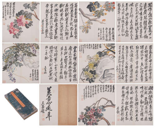 CHINESE PAINTING ALBUM OF FLWOERS BLOSSOMMING