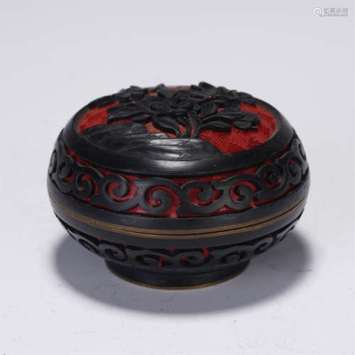 A CHINESE CARVING CINNABAR LACQUER FLOWERS INK PAD