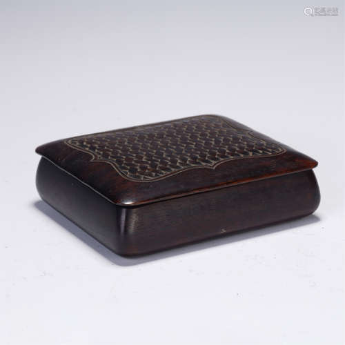 A CHINESE CARVED ROSEWOOD BOX AND COVER