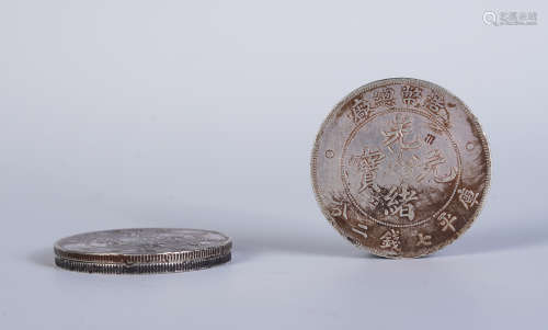 TWO OF CHINESE CARVING SILVER COINS