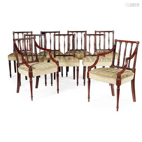 SET OF NINE LATE GEORGE III MAHOGANY DINING CHAIRS LATE 18TH CENTURY