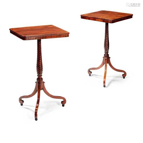 Y FINE PAIR OF EARLY REGENCY ROSEWOOD TRIPOD TABLES EARLY 19TH CENTURY