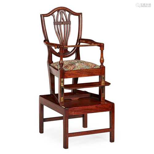 LATE GEORGE III MAHOGANY CHILD'S HIGH CHAIR LATE 18TH CENTURY