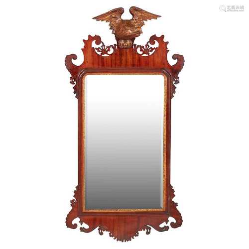 GEORGE III MAHOGANY PARCEL GILT MIRROR 18TH CENTURY