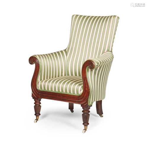 LATE REGENCY MAHOGANY TUB ARMCHAIR EARLY 19TH CENTURY