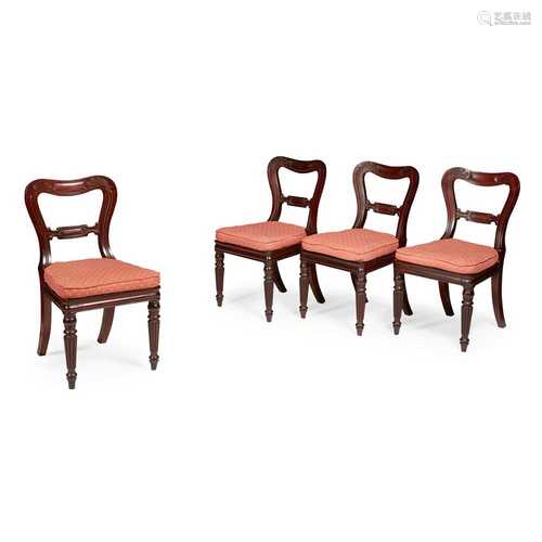 SET OF FOUR LATE REGENCY MAHOGANY DINING CHAIRS EARLY 19TH CENTURY