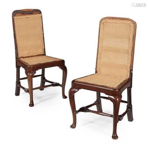 PAIR OF GEORGE I MAHOGANY SIDE CHAIRS EARLY 18TH CENTURY