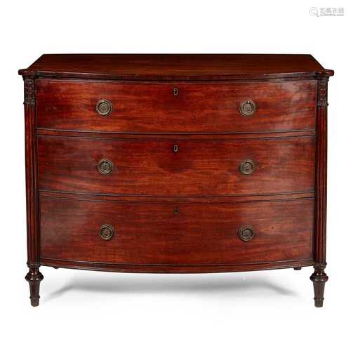 REGENCY BOWFRONT MAHOGANY CHEST OF DRAWERS EARLY 19TH CENTURY