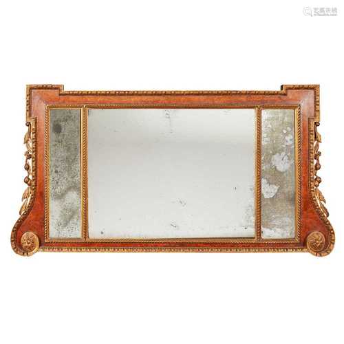 GEORGE II WALNUT AND GILTWOOD TRIPLE OVERMANTEL MIRROR MID 18TH CENTURY