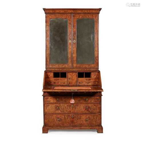 GEORGE II WALNUT BUREAU BOOKCASE EARLY 18TH CENTURY