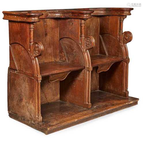 LATE GOTHIC OAK AND WALNUT CHOIR STALL 15TH/ 16TH CENTURY AND LATER