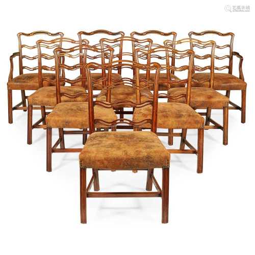 SET OF TEN GEORGIAN STYLE MAHOGANY DINING CHAIRS EARLY 20TH CENTURY