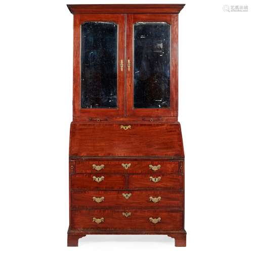 GEORGE II MAHOGANY BUREAU BOOKCASE MID 18TH CENTURY