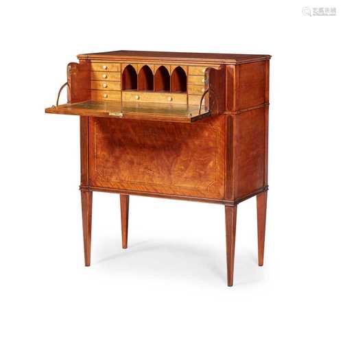 GEORGE III SATINWOOD INLAID SECRETAIRE CABINET LATE 18TH CENTURY