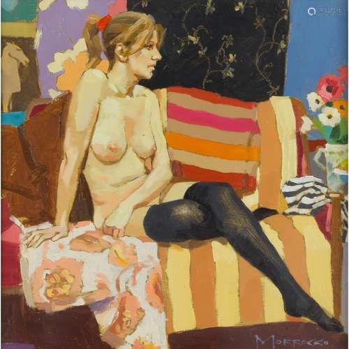 § JACK MORROCCO (SCOTTISH B.1953) NUDE IN BLACK STOCKINGS