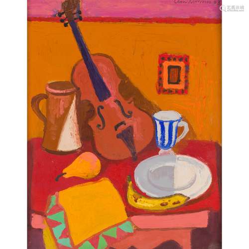 § LEON MORROCCO A.R.S.A (SCOTTISH B.1942) STILL LIFE WITH VIOLIN