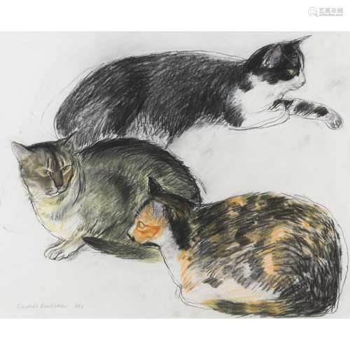 § ELIZABETH BLACKADDER O.B.E., R.A., R.S.A., R.S.W., R.G.I., D.Litt (SCOTTISH B.1931) THREE CATS