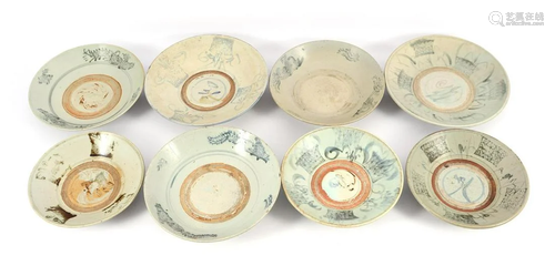 8 earthenware plates with partial glaze