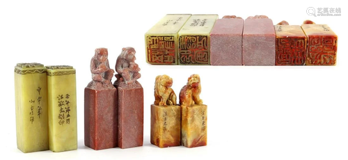 6 various natural stone wax stamps