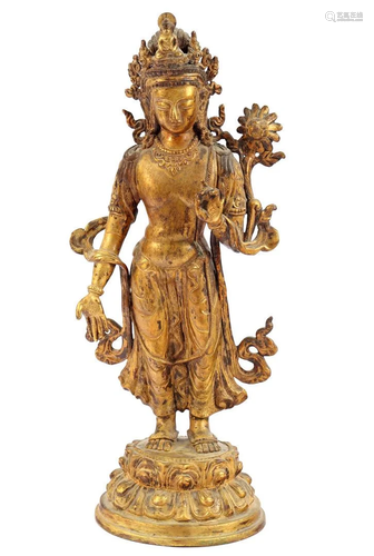 Bronze gilded Tibetan sculpture of Tara