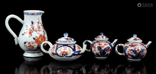 3 Chinese porcelain teapots and pitcher with Imari