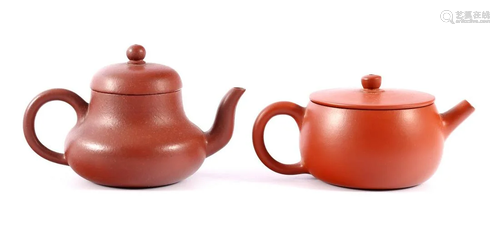 2 earthenware Yixing teapots