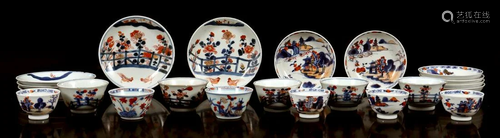 11 + 11 Chinese porcelain cups and saucers with Imari