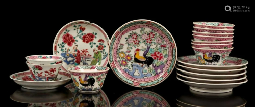 6 and 2 porcelain bowls on saucer