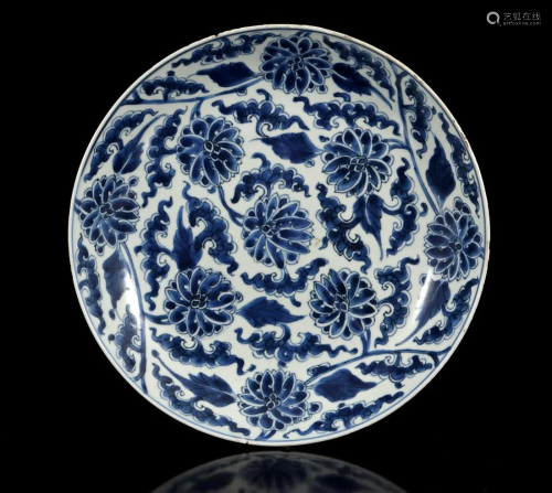 Chinese porcelain dish with lotus flowers