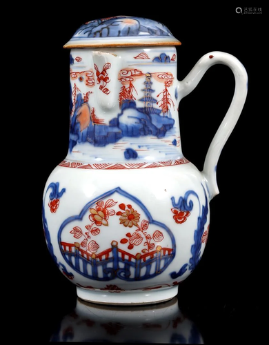 Chinese porcelain chocolate jug decorated with houses