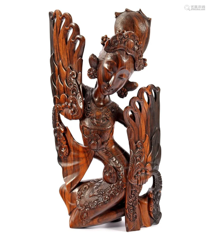 Asian coromandel wood bombarded statue