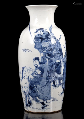 Porcelain oriental vase with decoration of many figures