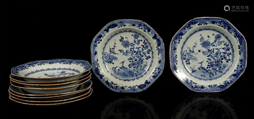 6 Chinese porcelain deep octagonal dishes